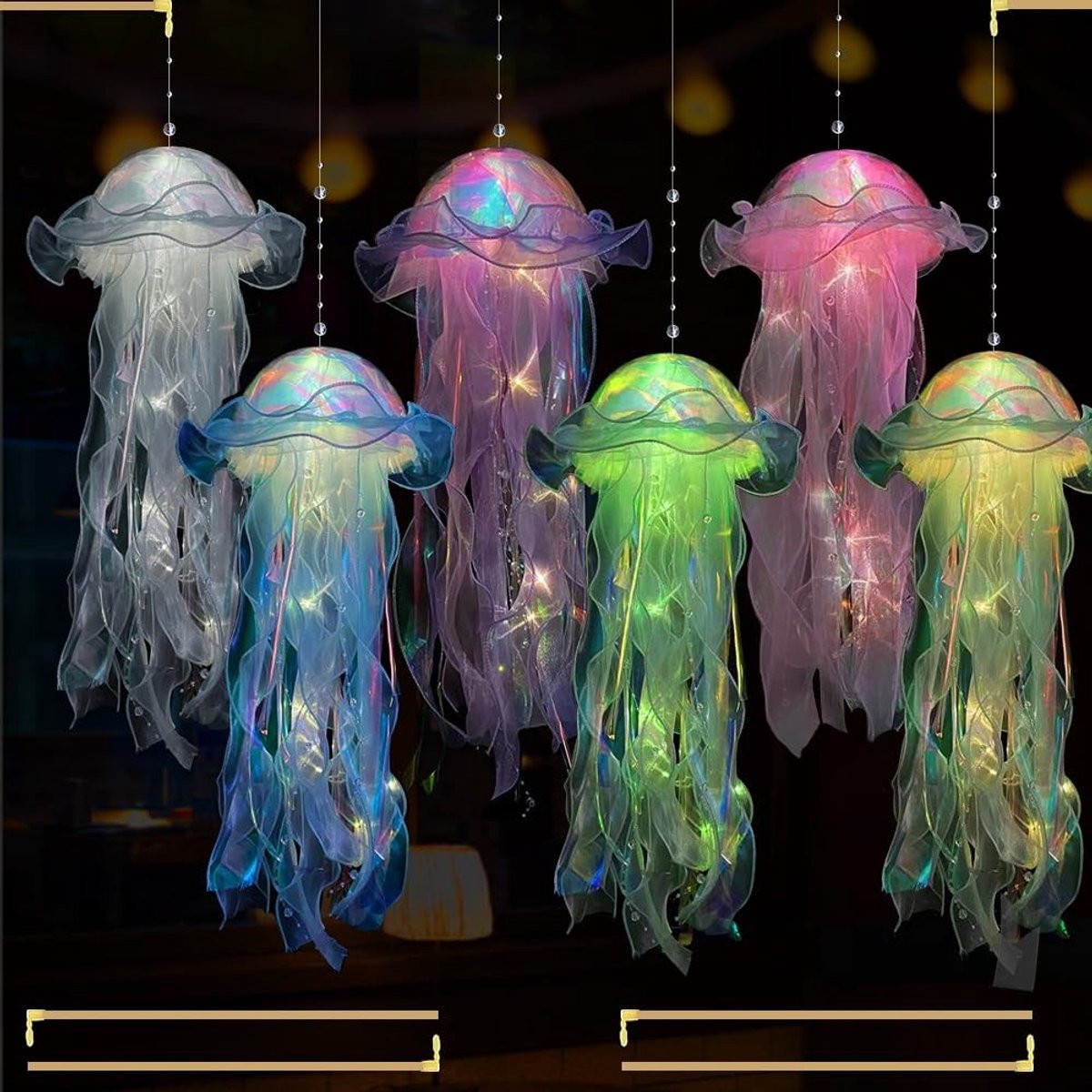 Solidchoice Set van 6 Glanzende Jellyfish LED Decoratielampen