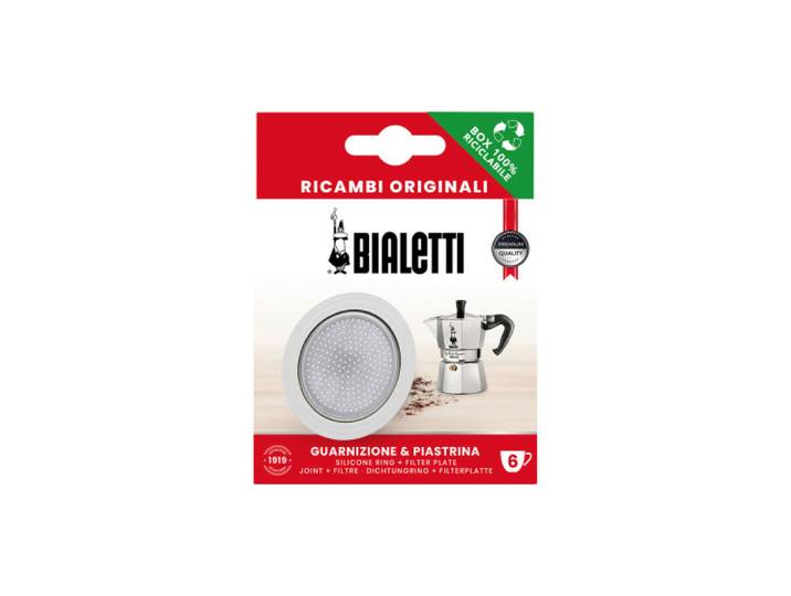 Joint et plaque filtrante pour les cafetières moka 6 tasses Bialetti compatibles avec les plaques à induction