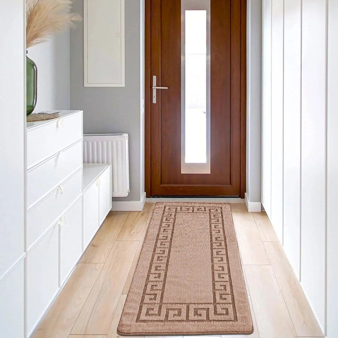 Quality & Style Geometric Area Rug Biege Runner 60 x 220 cm