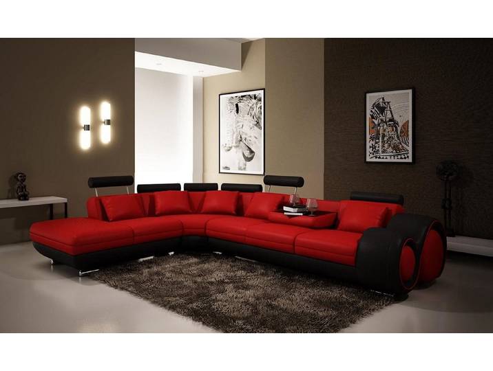 Xlmoebel Ecksofa Multifunktions Ledercouch mit verstellbaren Kopfstützen, Ecksofa, Hergestellt in Europa