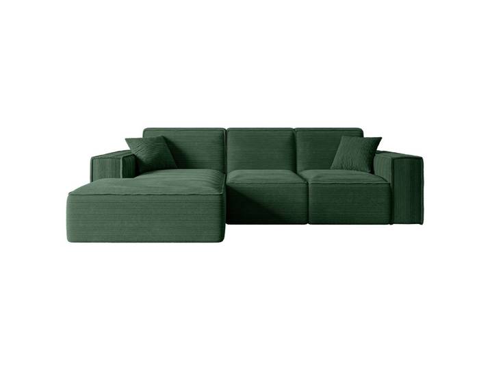 ECKSOFA Ottomane Links SERRA-L - 266x169x80 cm Grün Cord