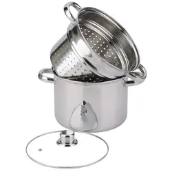 Baumalu Dampfgarer mit Kasserolle Ø 20 cm 5 L, Pfanne + Kochtopf, Silber
