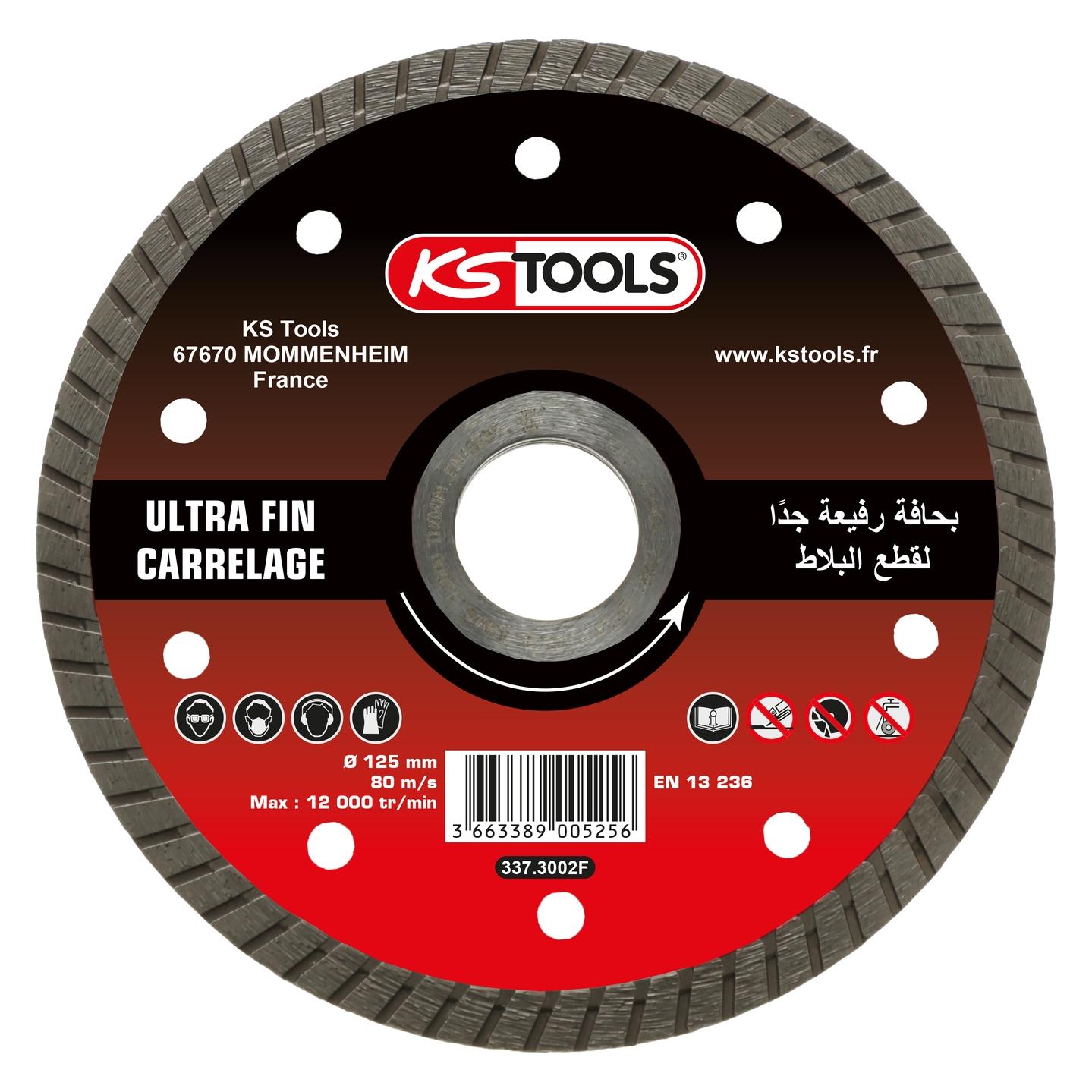 KS Tools Ultradünne Diamantscheibe für Fliesen (PCW), Durchmesser 125 mm, Bohrung 22,23 mm (337.3002F)