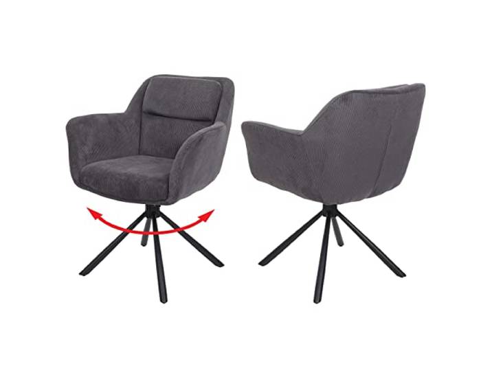 Mendler 2er-Set Esszimmerstuhl HWC-K33 Stoff - Kord-grau