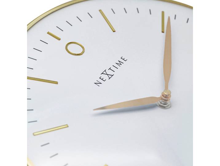 Nextime Wanduhr, Weiss, Goldfarben, Metall, Glas, 30x30x4.3 cm, RoHS, CE, Dekoration, Uhr, Wanduhren