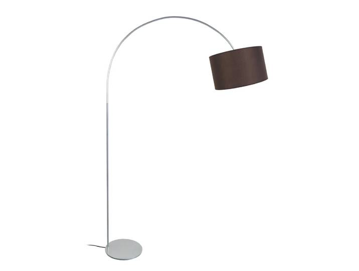 Lampadaire métal aluminium abat-jour tissu marron