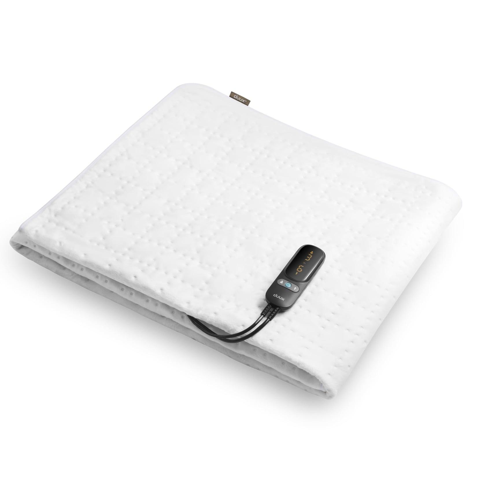 duux Snooze Fleece Weiß 200 x 90 Wärmeunterbett (6 Heizstufen, 70 Watt, 2 separat regelbare Zonen, waschbar bei 30 °C, Timer, Überhitzungsschutz)