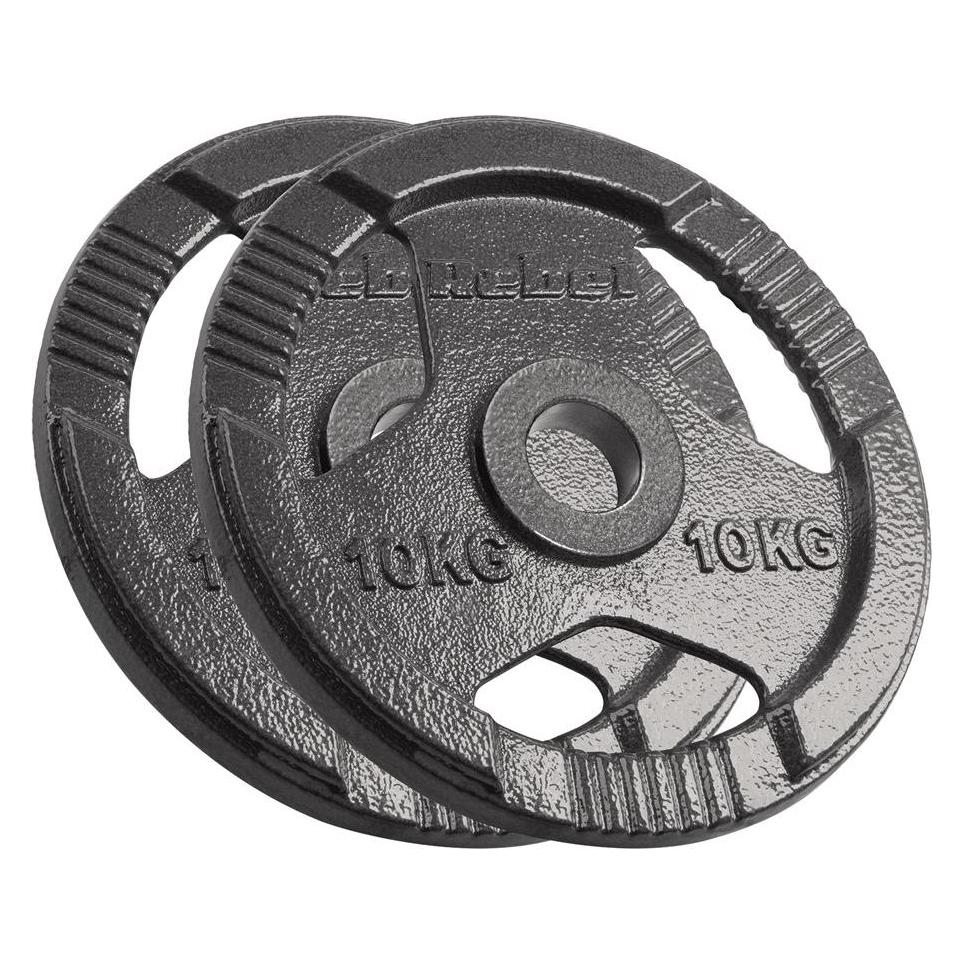Rebel Gusseisernes olympisches Gewichtset 2x10kg 51mm Loch Scheibe mit Griffen ACTIVE (2 x 10 kg) (RBA-2143-10)