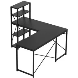Mark Adler, Schreibtisch, Eckschreibtisch mit Regalen Leader 5.9 Schwarz 145 cm