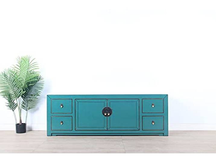 Yajutang chinesisches Sideboard TV Bord 2 Türen 4 Schubladen
