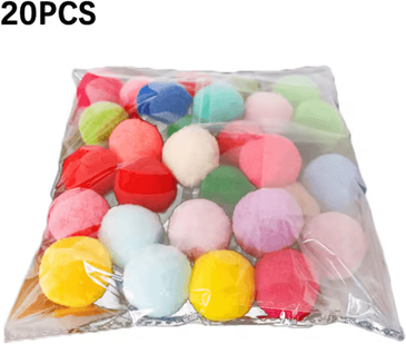 Inspire Picks 10 20 30PCS Mini Pompom Cat Toy Set Colorful Plush Balls For Active Kittens And Cats 20 Pcs