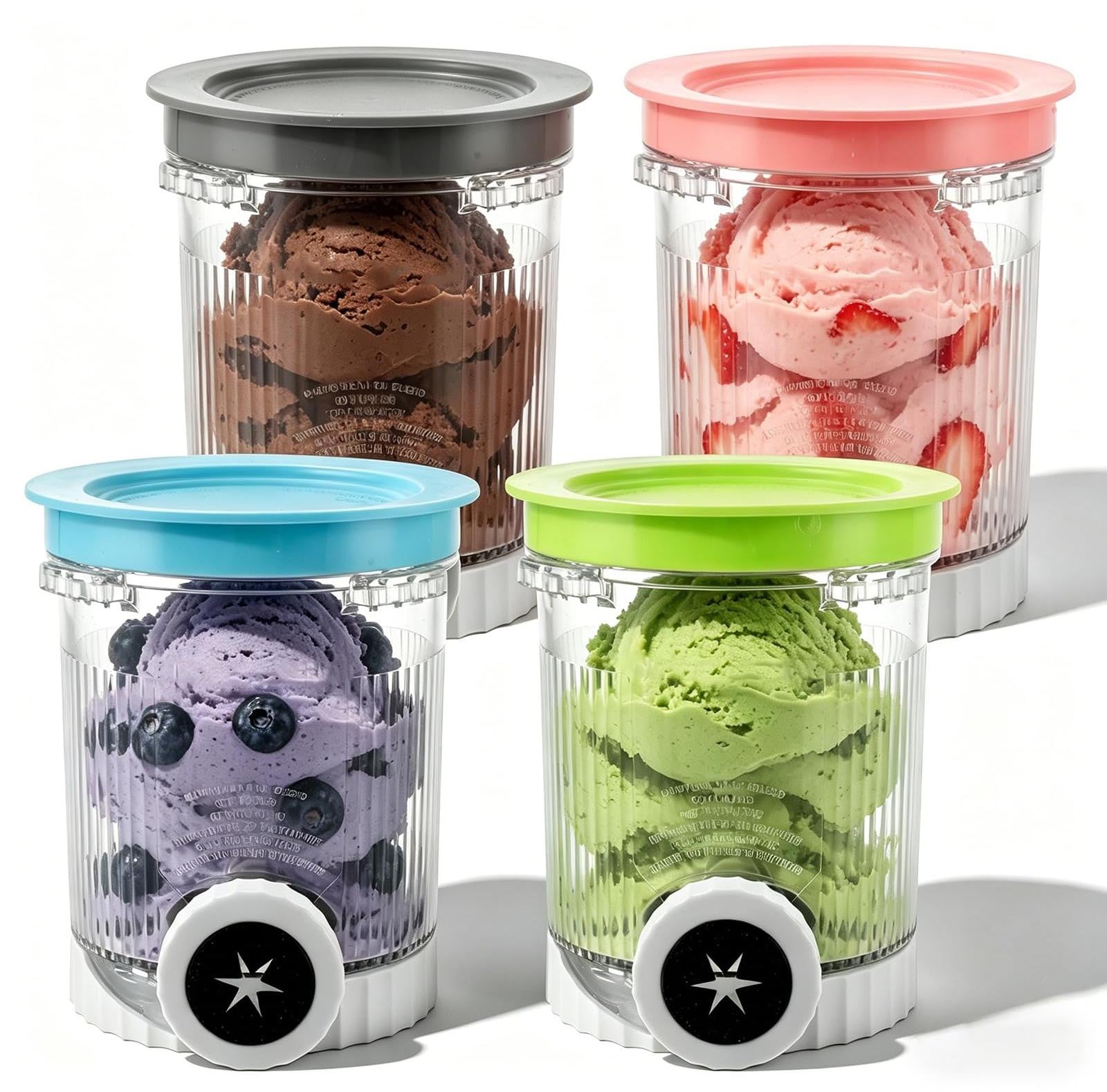 Selius 4 stuks ijsmachine accessoires, 500 ml, BPA-vrij en vaatwasmachinebestendig