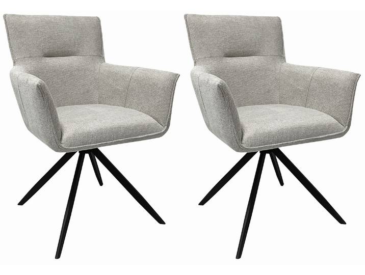 Esszimmerstuhl GOODPRODUCT Corrdell , grau (beige, schwarz), B:61cm H:90cm T:62cm, 100% Polyester, Stühle, Esszimmerstuhl, edler Webstoff Bezug, schwarzes pulverbeschichtetes Metallgestell