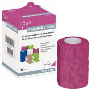 Höga Fixierbinden Haft Stretch, himbeer, selbsthaftend, reißbar, 4m x 8cm