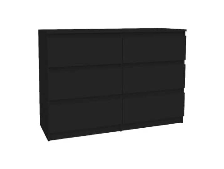 VBChome Kommode mit 6 Schubladen, Komplett Schwarz, 120 x 39 x 81 cm, Grifflose Holz-Schubladenkommode, Moderner Mehrzweckschrank für Flur, Schlafzimmer, Wohnzimmer & Kinderzimmer, Einfache Montage