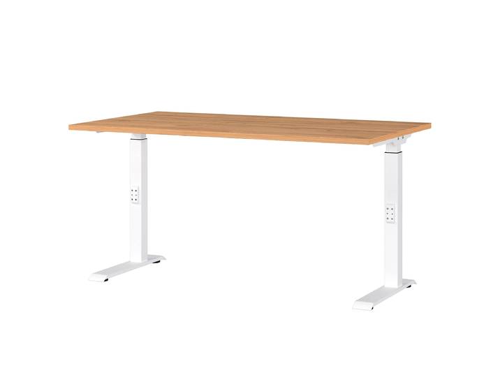 Höhenverstellbarer Schreibtisch Downey 140cm Braun/Eiche Grandson Dekor/Weiß