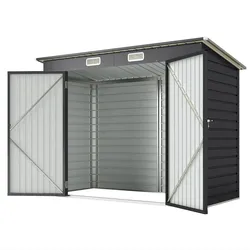 Helloshop26 - Gartenhaus außen 249 x 121 x 183 cm Doppeltüren verschließbar Belüftung zeitgenössisches Design aus grauem Stahl