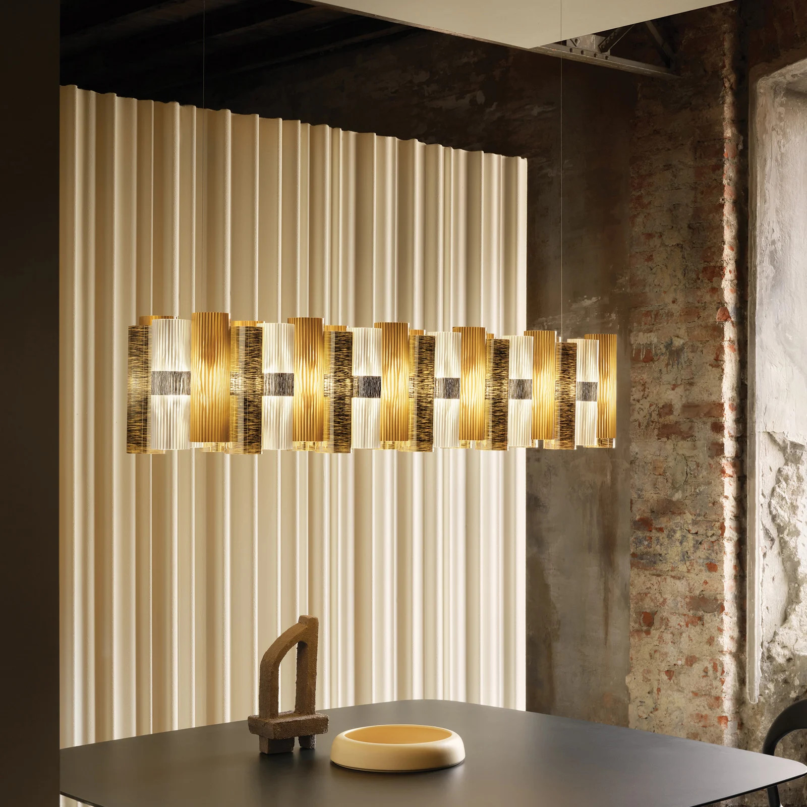 Slamp La Lollo LED hanglamp, goudkleurig, 140 cm