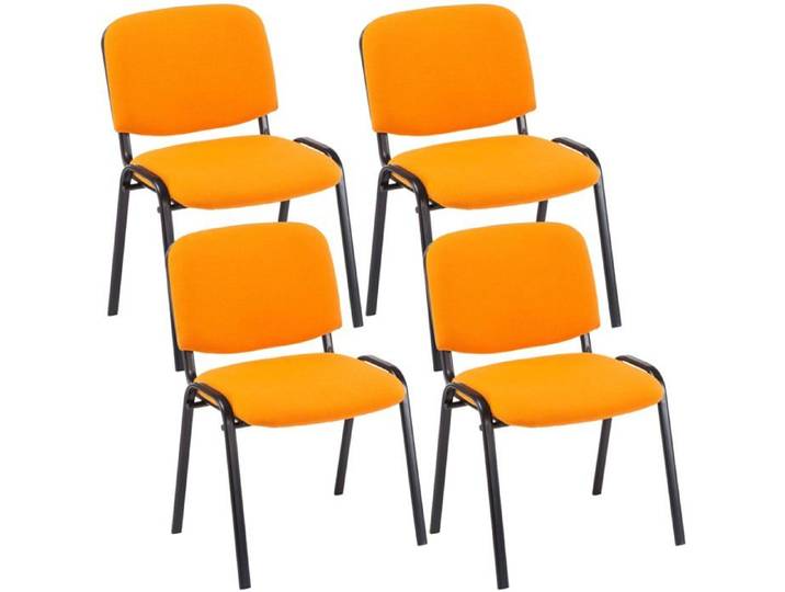 Lot de 4 chaises visiteur empilable zone d attente en tissu orange pietement a 4 pieds en metal noir 10_0003194