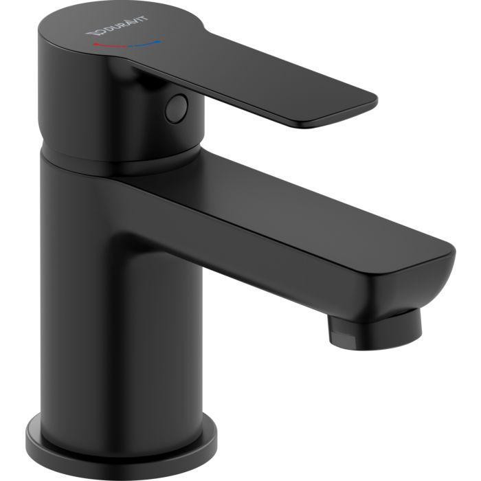 Duravit D-Code Einhebel-Waschtischarmatur S DC1013002046 FreshStart, Minus Flow, ohne Zugstange, Schwarz Matt