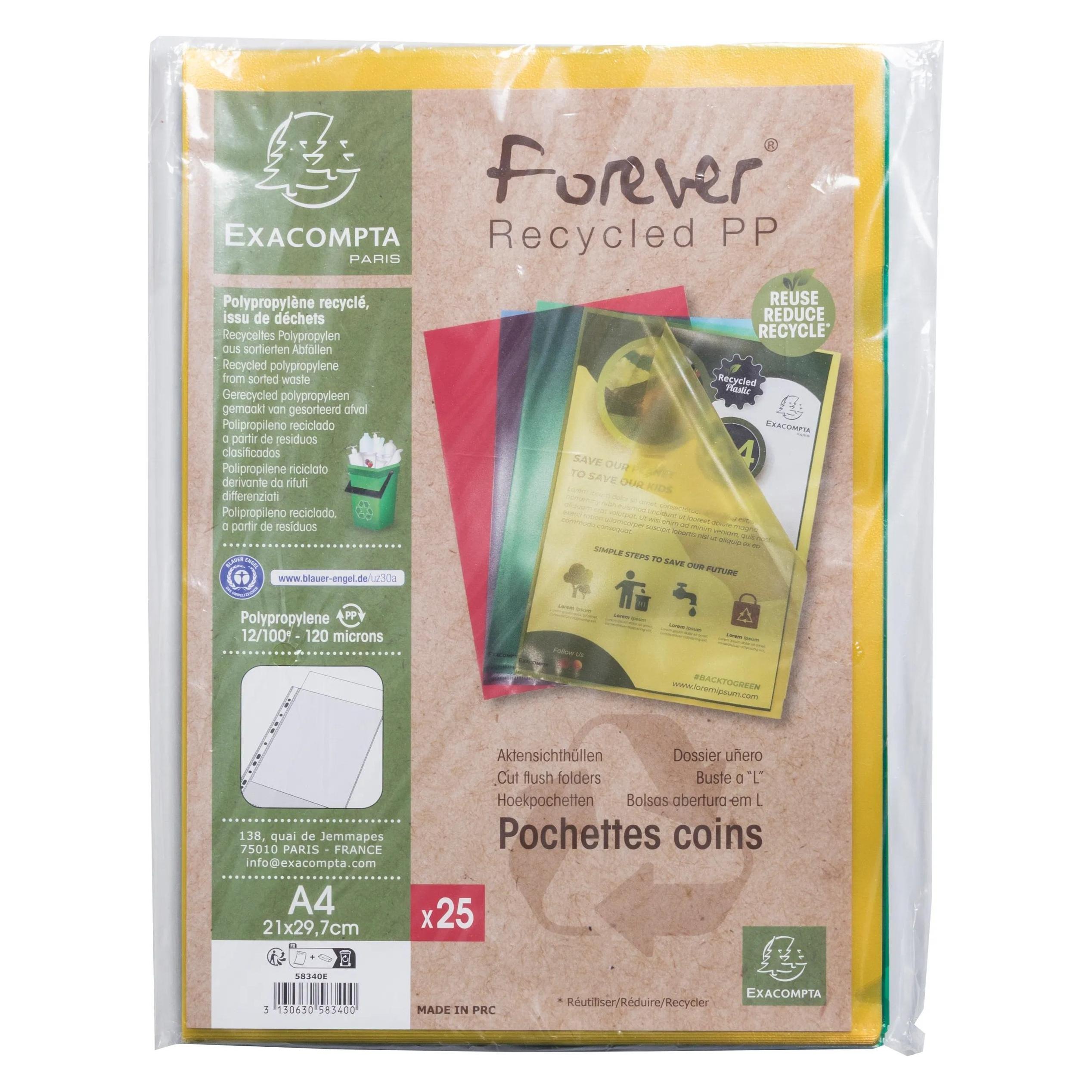 Exacompta Beutel mit 25 Klarsichthüllen A4, Recycling-PP 120µ, Forever (A4, 25x) (58340E)