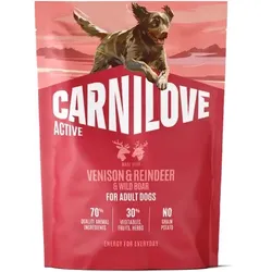 CARNILOVE Active Dog Wild & Rentier & Wildschwein für ausgewachsene Hunde 1,5 kg