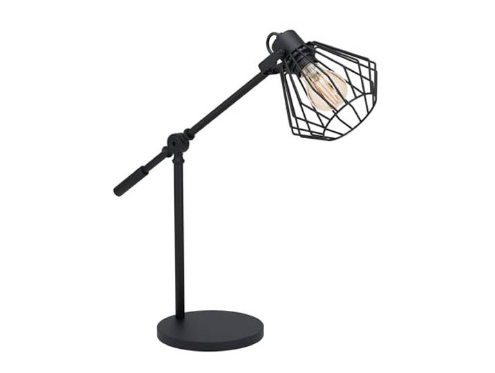Eglo Lampe de table Tabillano 1\, lampe de bureau 1 flamme style vintage industriel\, rétro\, lampe de chevet en acier\, lampe salon noire\, lampe avec interrupteur\, douille E27