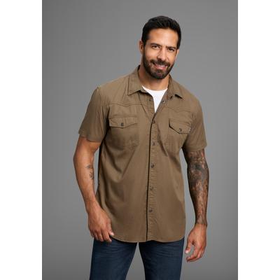 Kurzarmhemd ARIZONA, Herren, Gr. 37/38 (S), N-Gr, grün (olive), Obermaterial: 100% Baumwolle, Basic, normal normal, Hemden, im Western-Stil