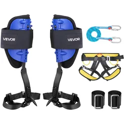 VEVOR Klettergurte Set, höhenverstellbare Baumklettern Ausrüstung mit Gurten & Gurtzeug, max. Tragkraft 159 kg, robuste Stahlsteigsteigeisen, Baumpflegeausrüstung für Obsternte & Jagd