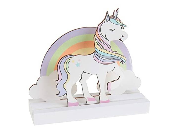 Eenhoorn houten middelpunt 14 x 13 cm - Multicolore - Uniek Formaat