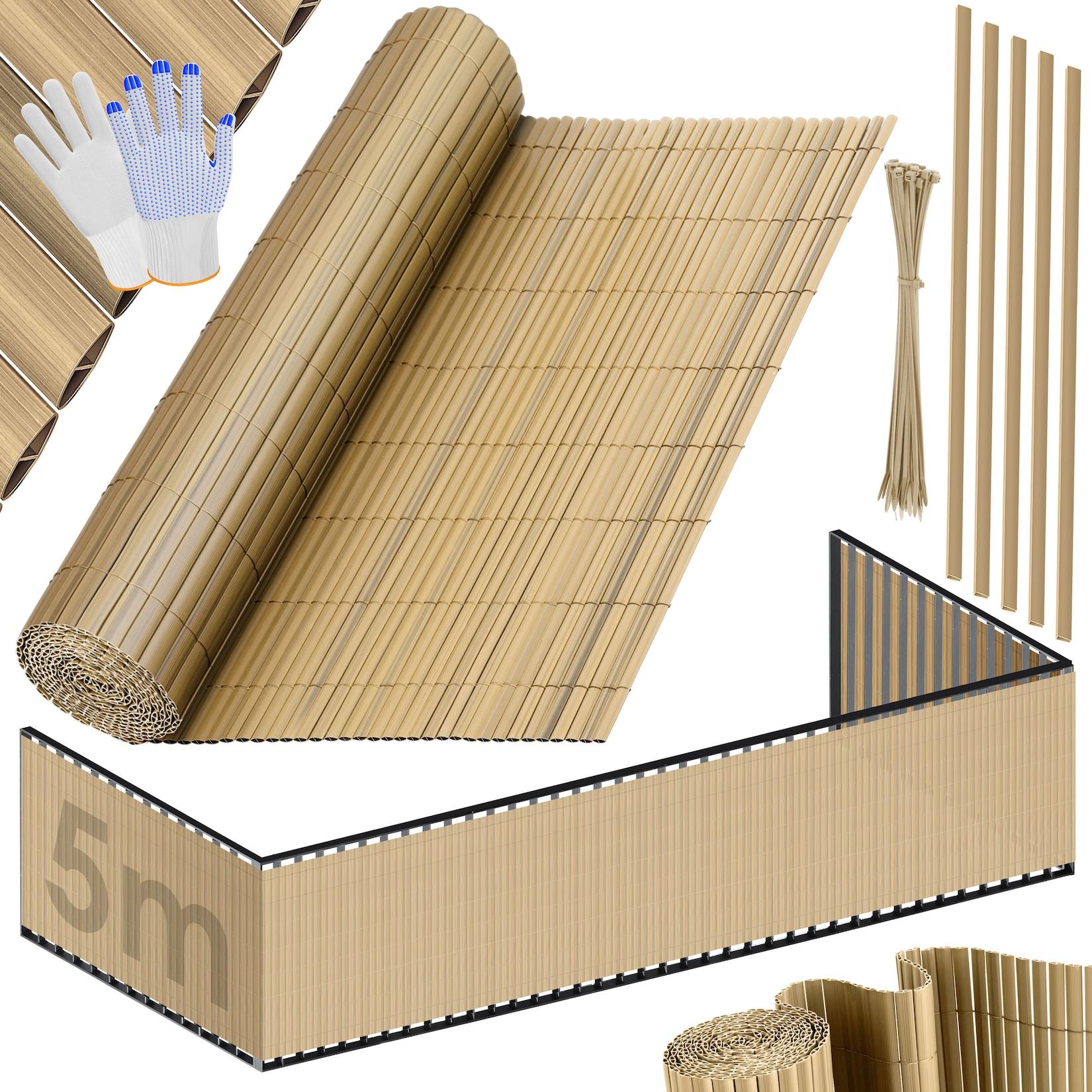KESSER® PVC Sichtschutzmatte Sichtschutzzaun Balkonverkleidung Windschutz verstärkte Lamellen für Garten Balkon & Terrasse Balkonumrandung inkl Kabelbindern, Abdeckung & Handschuhe