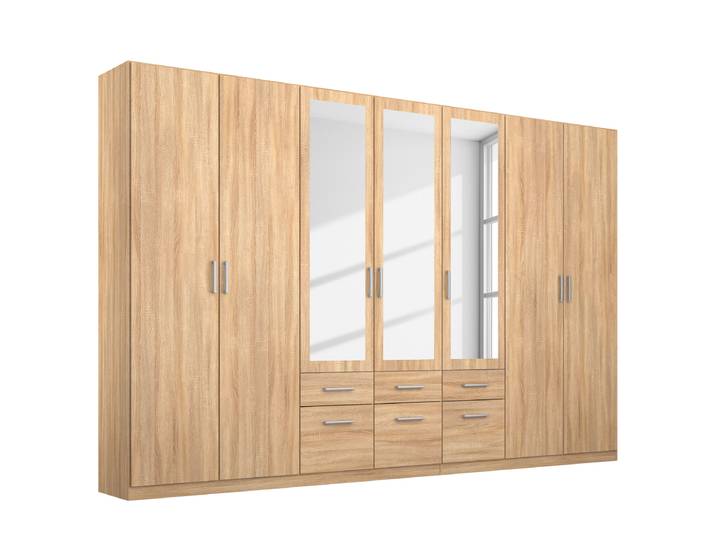 Drehtürenschrank Bingen Typ A 315cm Braun/Eiche Sonoma Dekor