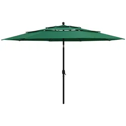 Helloshop26 - Dreistufiger Gartenschirm mit 3,5 m Aluminiumstange grün 02_0008783