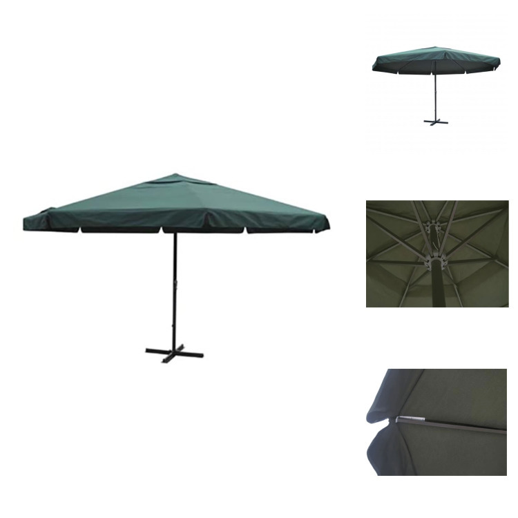 vidaXL Sonnenschirm Grün 500 cm Aluminium - Sonnenschirme & Sonnenschutze