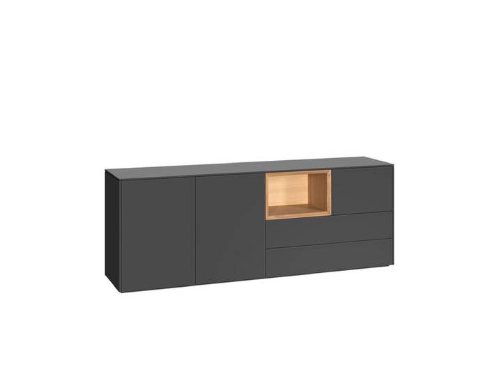 Sideboard LEONIE Eiche 200,3 x 43 x 74 cm Lack Grau / Eiche...