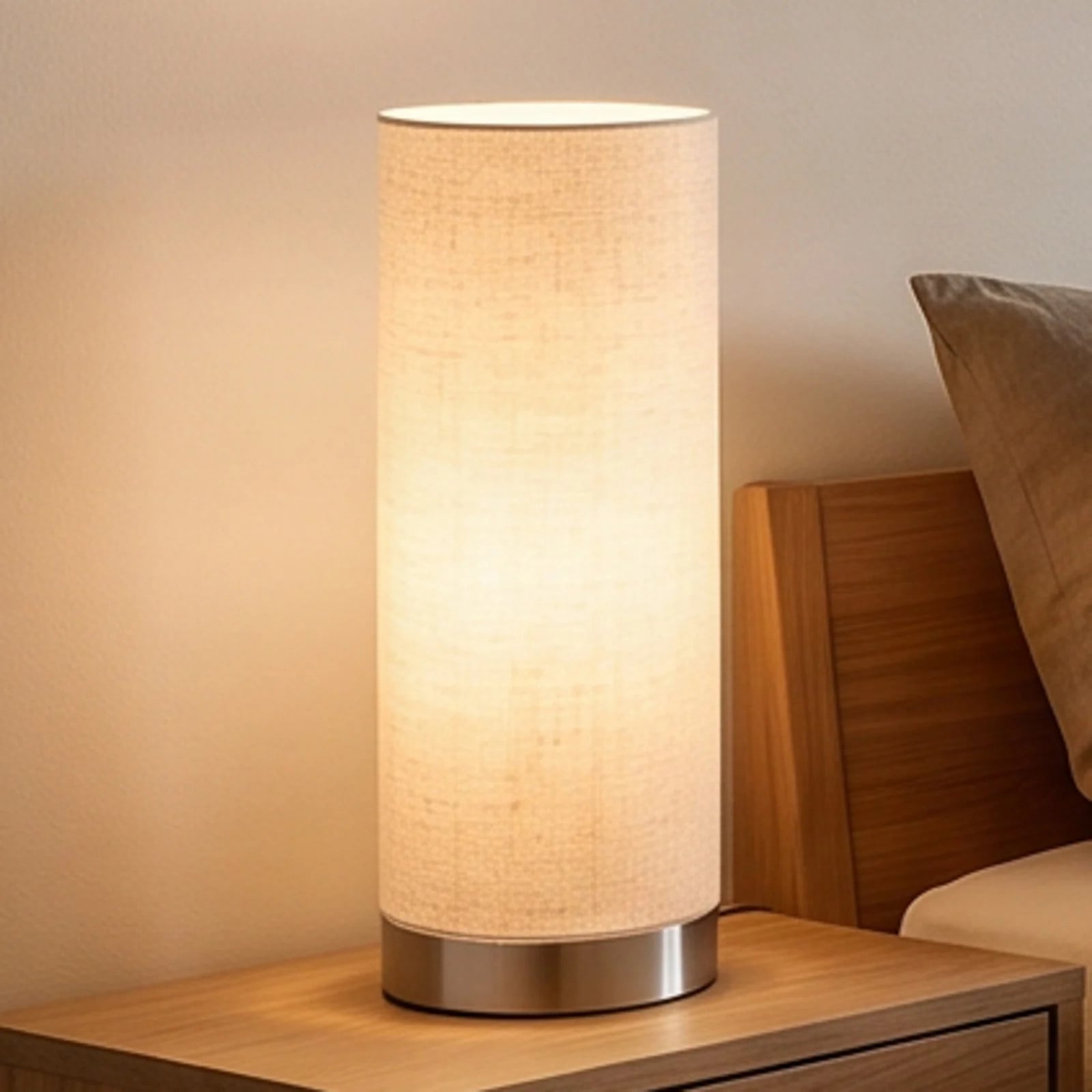 Lindby Ronja Dimbare Tafellamp Beige/Zilver met Textiel