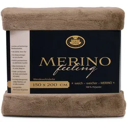 Gözze Merino Wendewohndecke taupe 220 x 240 cm