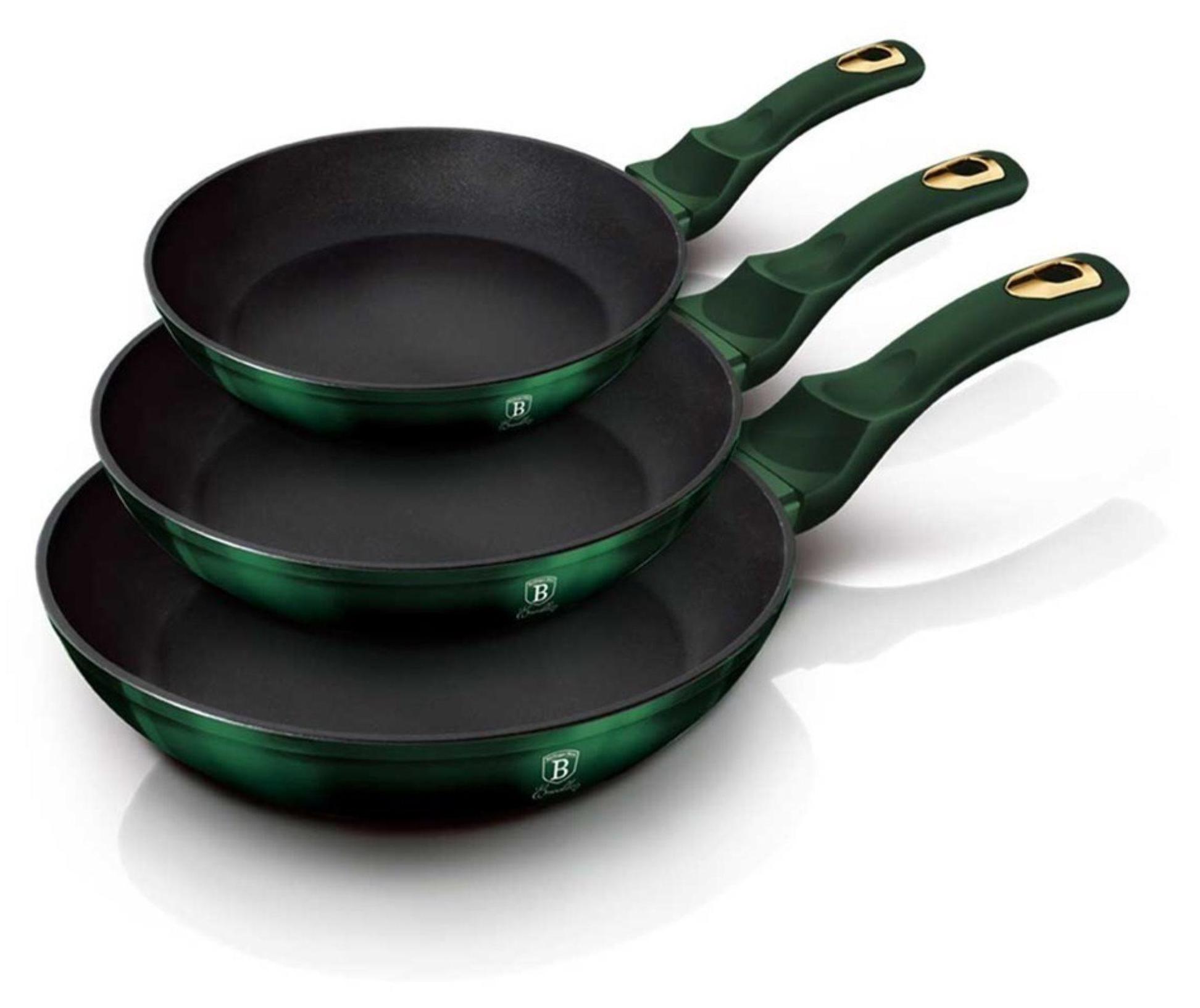 Berlingerhaus Bratpfannen BH-6168 Titan Dunkelgrün 3er Set