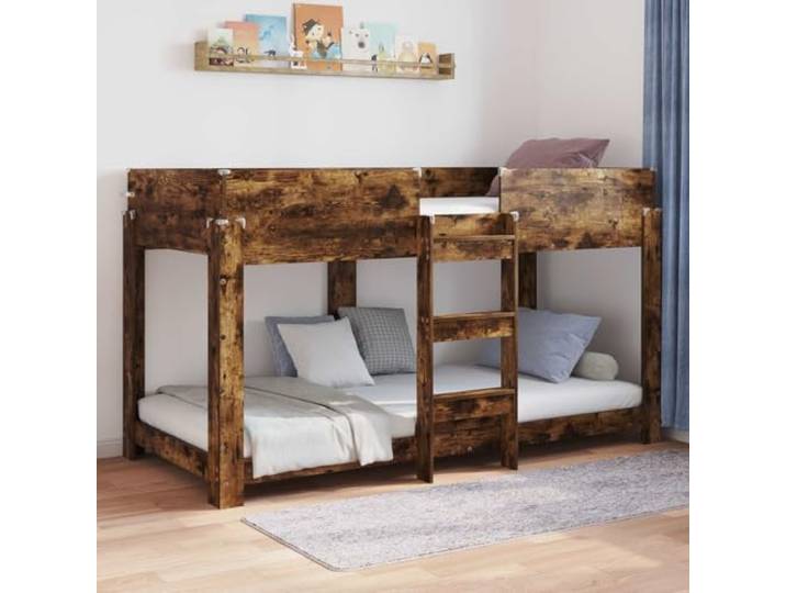 Robuster Holzwerkstoff Platzsparend Modernes Design 100 x 200 cm Braun Etagenbett für Kinder Geräucherte Eiche 100x200 cm Hochbett Platzsparend mit Lattenrost Stabil Kinderzimmer Schlafplatz