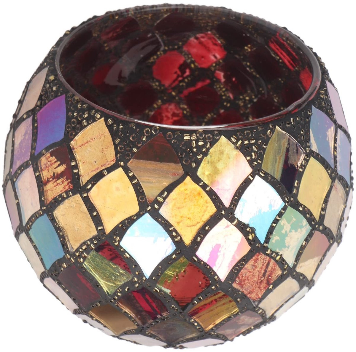 Dailygoods Theelichthouder Mozaïekglas Rood