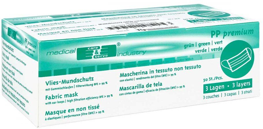 Brinkmann Mundschutz grün mit Gummiband 50stk