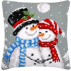 Kreuzstichkissen "Schneemann + Schneefrau"