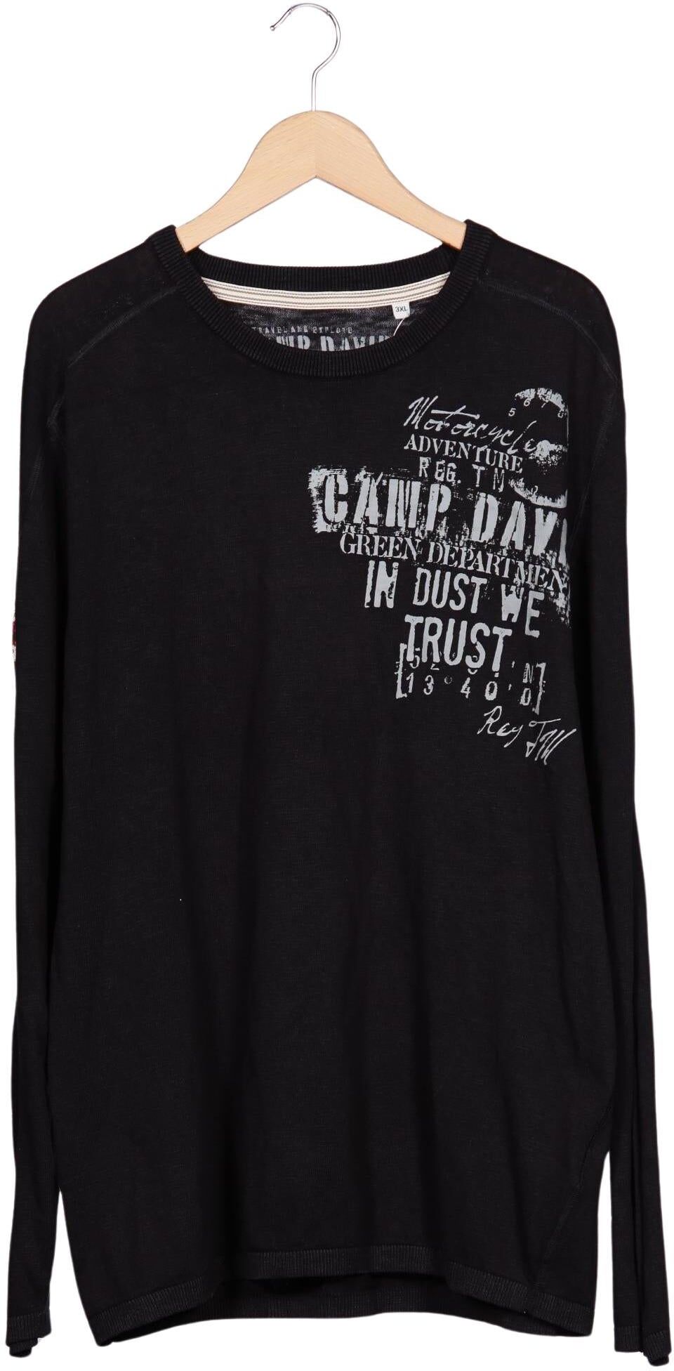 Camp David Herren Pullover, Schwarz, Gr. 3Xl, Baumwolle - Second Hand