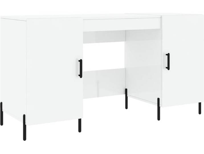 vidaXL - Bureau - 140x50x75 - cm - bewerkt - hout - hoogglans - wit