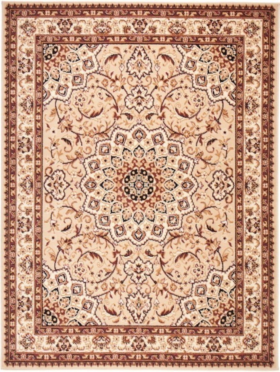 Traditioneel Oosters Vloerkleed met Medaillon Patroon - Beige - 180 x 250 cm