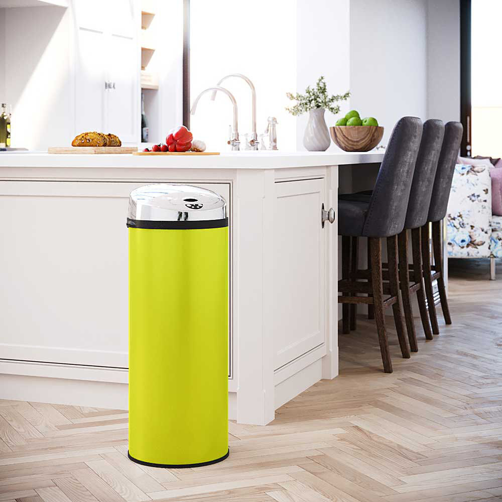 Symple Stuff Ladson Steel Motion Sensor and Odour Seal Kitchen Rubbish Bin Lime Green 50L