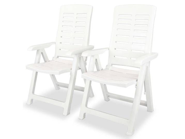 vidaXL Gartenstühle Verstellbare 2er Set Kunststoff Weiss, Weiß, 60x108x61 cm, Gartenmöbel, Gartensessel, Gartenstühle