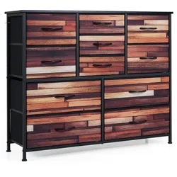 COSTWAY Kommode mit 11/14 Schubladen, Schubladenschrank mit Stoffschubladen, Metallrahmen & Holzoberfläche, Aufbewahrungsschrank, 100 x 30 x 82 cm