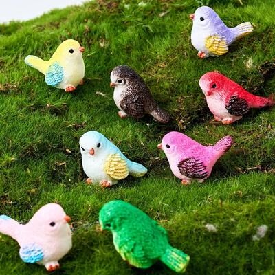 Inspire Curations Miniature Bird Figurines Set 8 Piece Fairy Garden & Micro Landscape Decor Miniature Bird Figurines Set 8 Piece Fairy Garden & Micro Landscape Decor