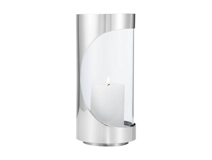 Georg Jensen Lanterne Chrome contours hurricane 22 cm Acier inoxydable